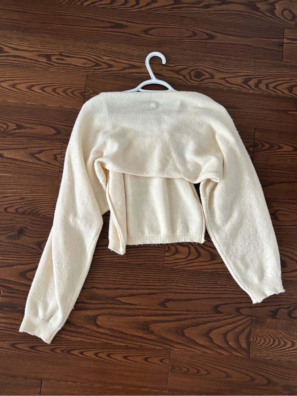 Off-the-Shoulder Cropped Cream Sweater